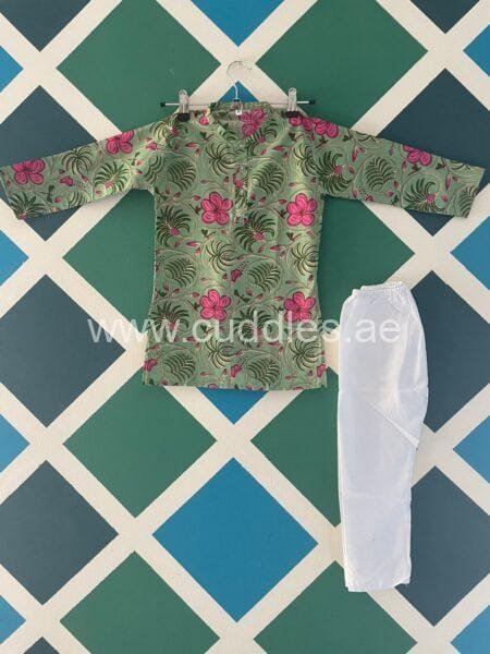 Boy's green kurta pajama set