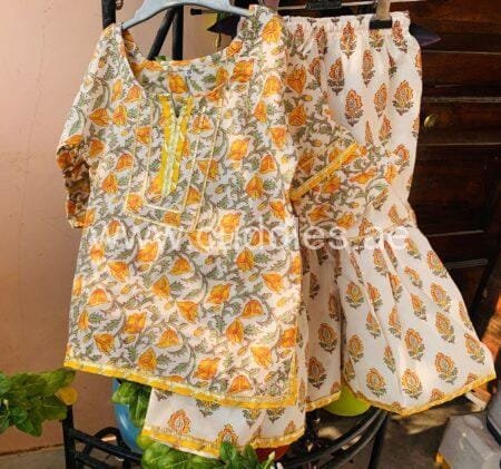 Daisy printed kurti sharara set