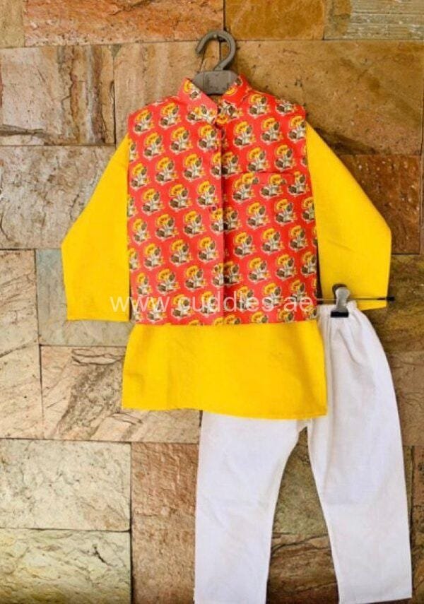 Maple Yellow Red Kurta Pajama