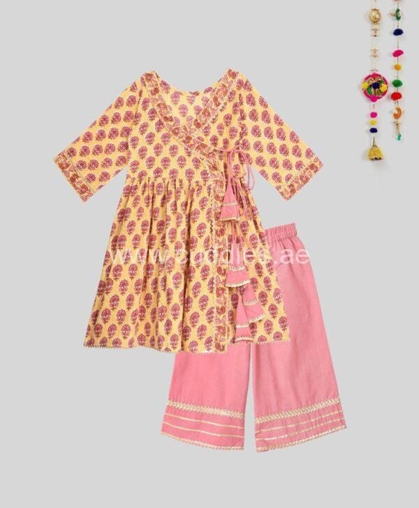 peach cotton kurti plazoo