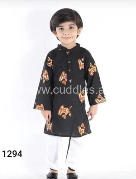 Blackand white kurta dhoti set