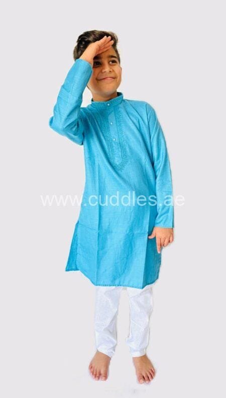 Blue white kurta Set
