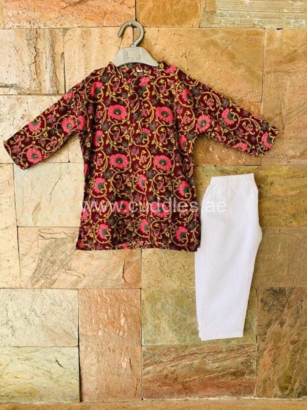 Maroon floral kurta set