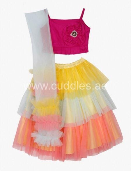 Multicolor frilly lehenga choli