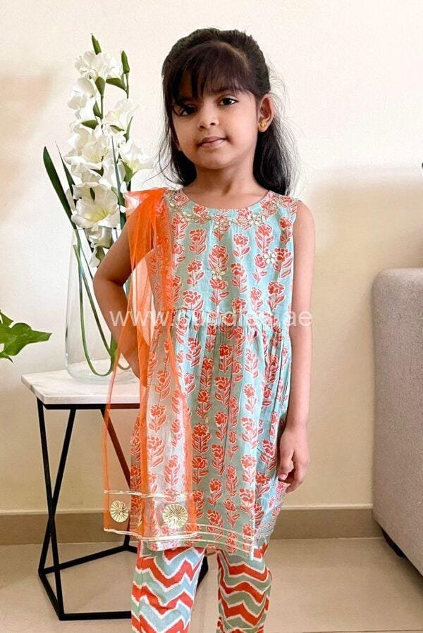 Neon and grey print kurti with pants