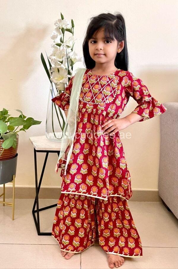 crimson kurti sharara set