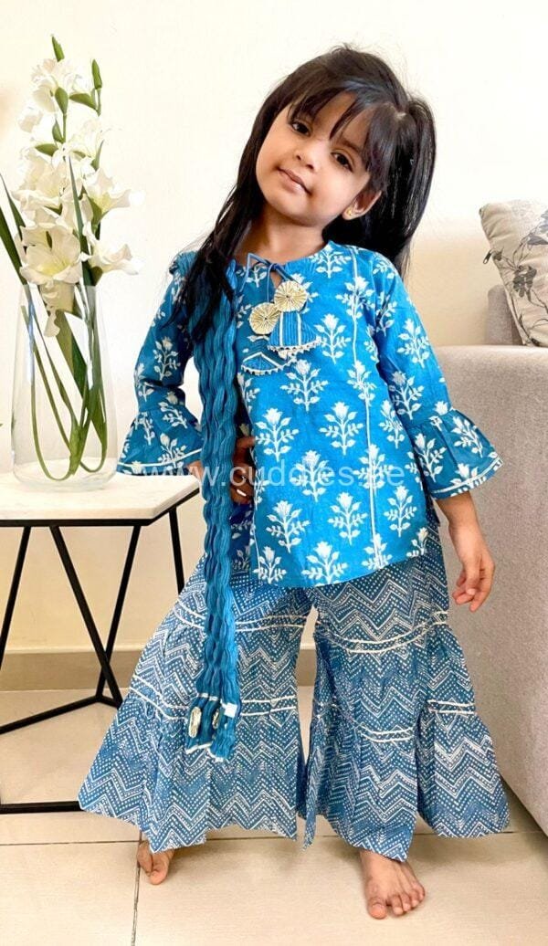 Sapphire blue kurti sharara set