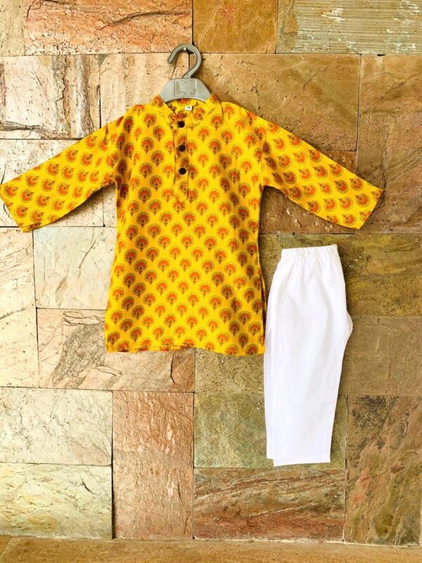 Yellow printed kurta pajama set