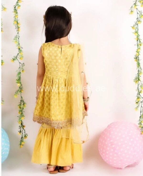 golden yellow kurta with sharara
