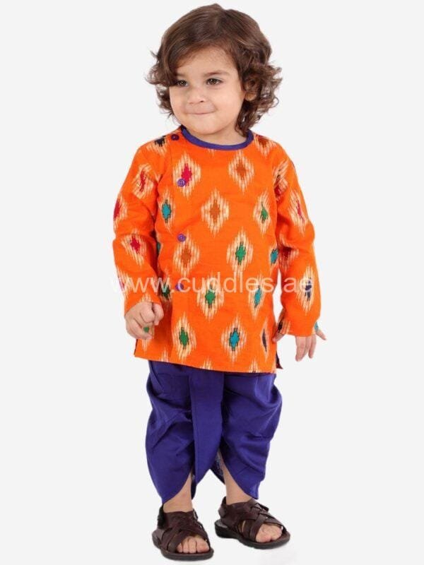 orange purple dhoti set