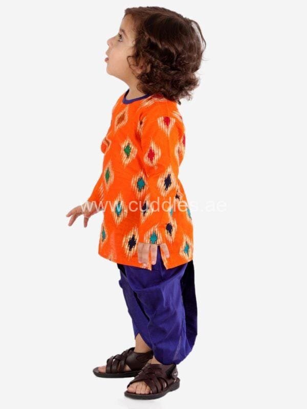 orange purple dhoti set