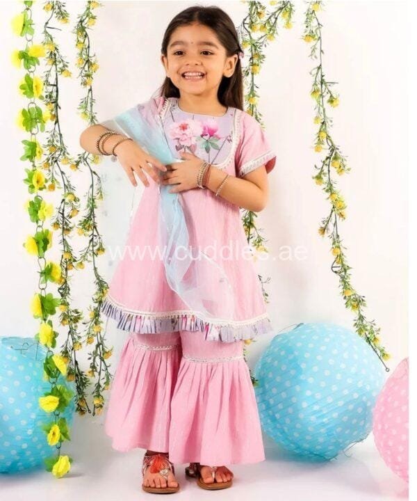 powder pink sharara suit