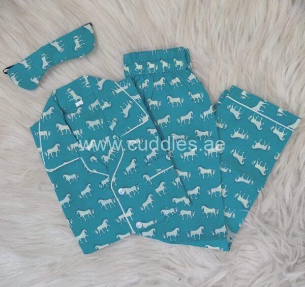 Unisex blue elephant print PJ set