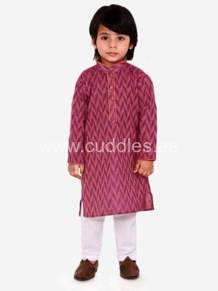 Mauve handloom kurta pajama set