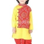 Bandhni print Pure Cotton Round neck collar Kurta paired with Dhoti