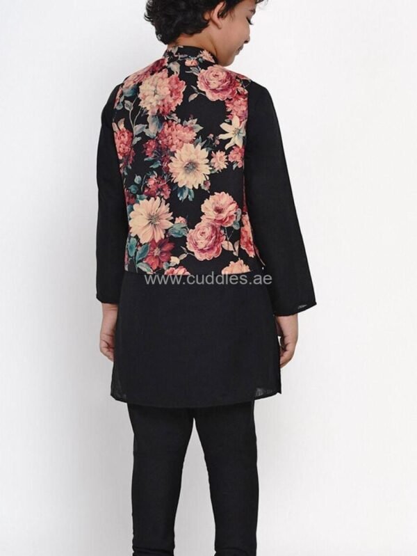 Black Kurta pajama with Jacket set - Image 3