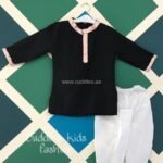 Black and white Kurta Dhoti set