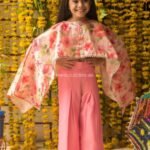 Peach Cape style top with peach Palazzo set