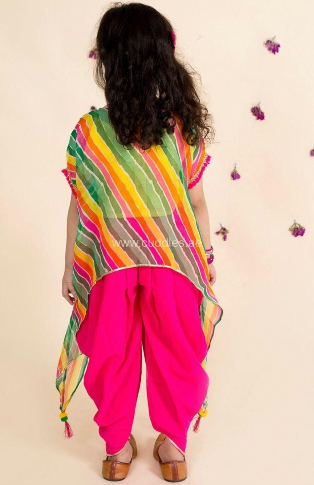 Green Leheriya printed 3 piece set - Image 2