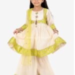 Green and Cream Kurta with Sharara and Dupatta