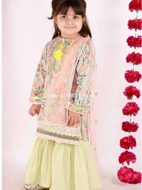 Green Kurta with Sharara and Dupatta - Image 2