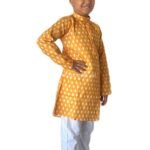 Golden Yellow diamond print Kurta pajama