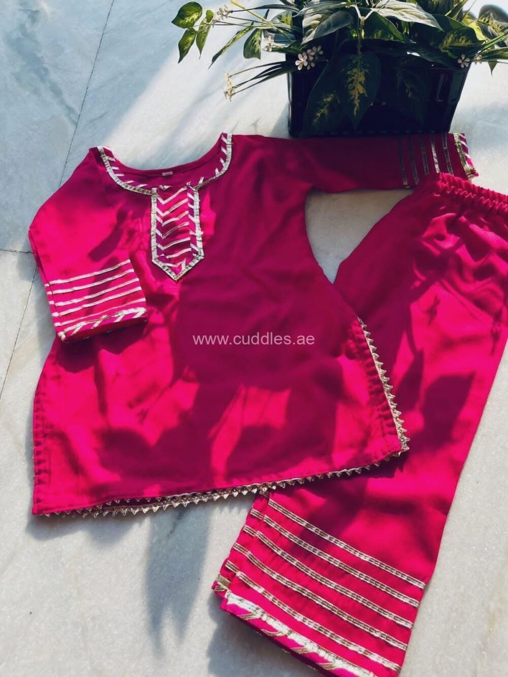 Beautiful Rani pink Kurti with pant