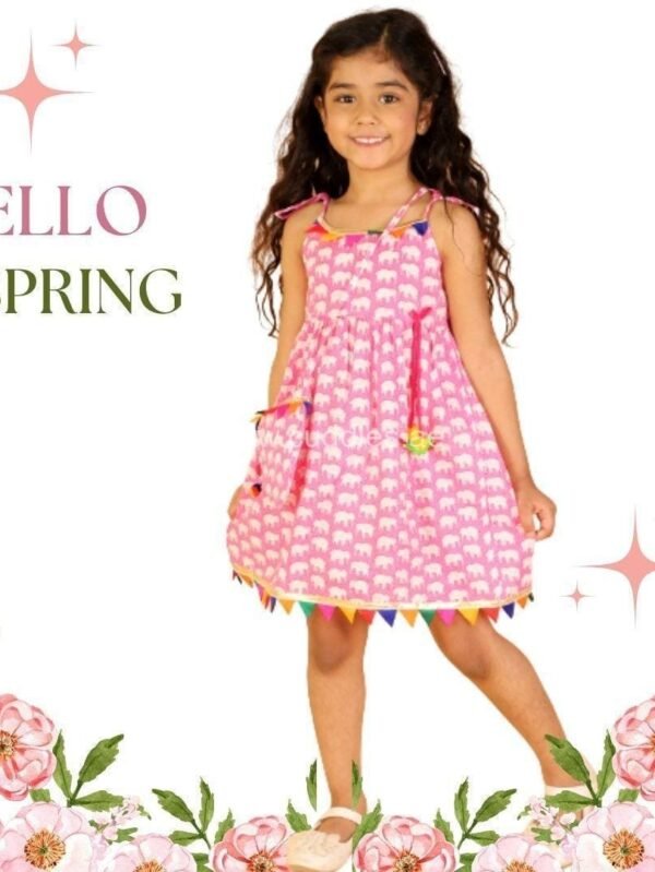Pretty Pure Cotton frock with shoulder tie ups.