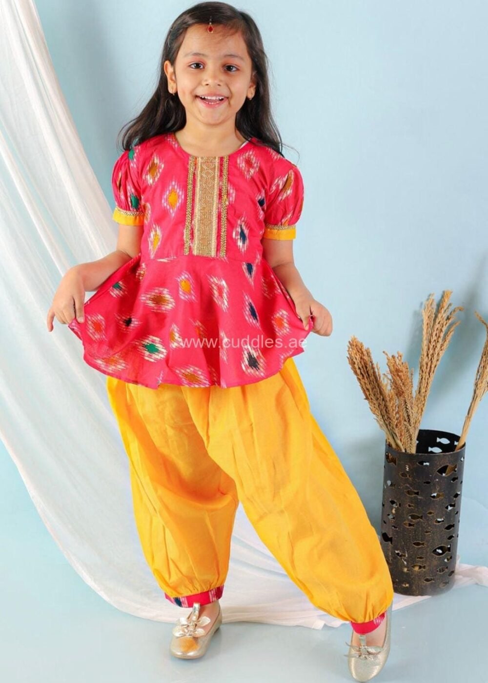 Girls geometric printed peplum Kurti with salwar - Image 2