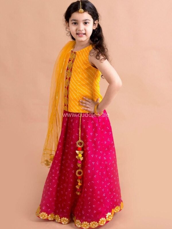 Magenta and yellow lehenga with Choli and Dupatta - Image 2