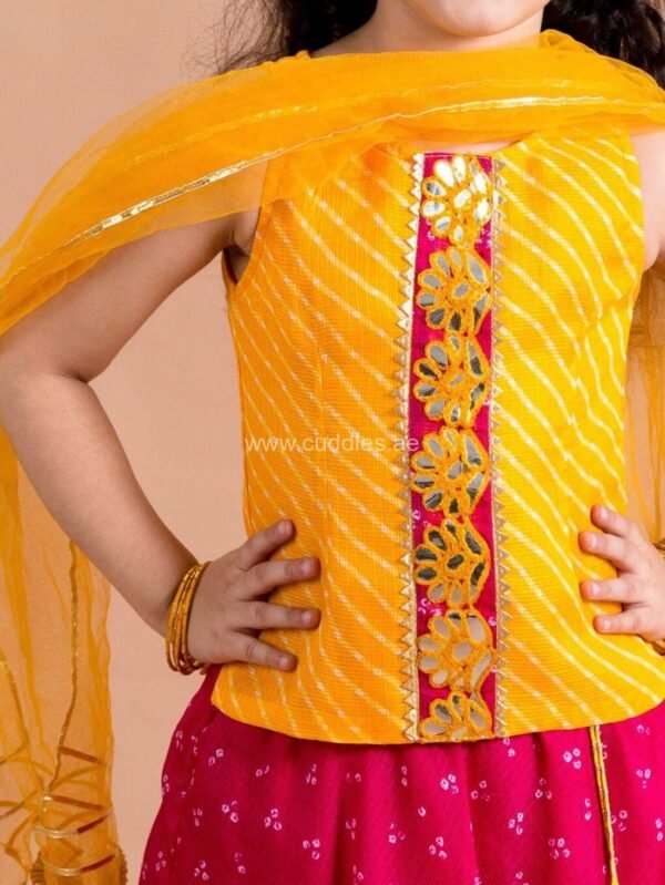 Magenta and yellow lehenga with Choli and Dupatta - Image 3