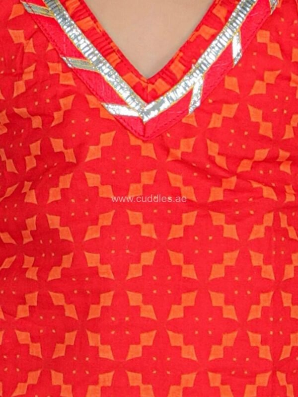 Red ethnic top and skirt set - Image 4