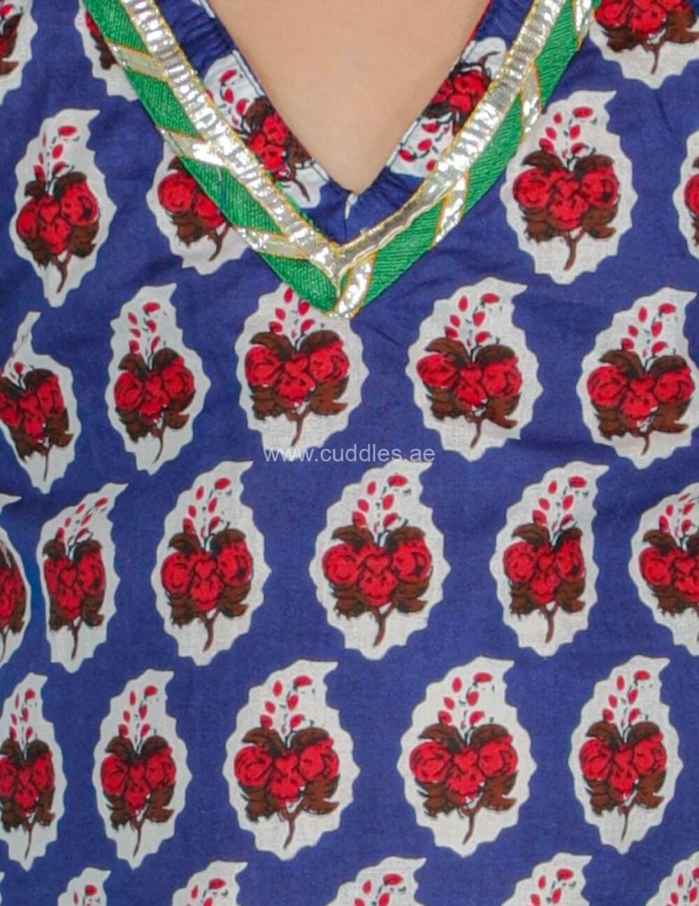 Red and Blue ethnic top and skirt set - Image 4