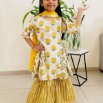 White and Yellow kurti Sharara set
