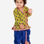 Green Royal blue  Angrakha Kurta Dhoti Set