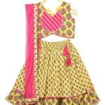Girl's Yellow And Pink Lehenga Choli With Dupatta