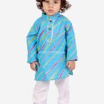 Blue Leheriya Kurta Pajama set