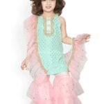 Beautiful powder pink and pastel green Sharara set.