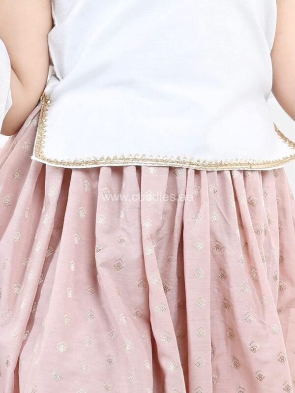 White Choli with Mauve  Lehenga and Dupatta set - Image 3