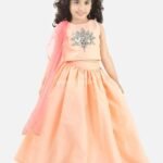 Peach mirror work Lehenga Choli Set