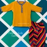 Mustard Kurta Leheriya Dhoti set
