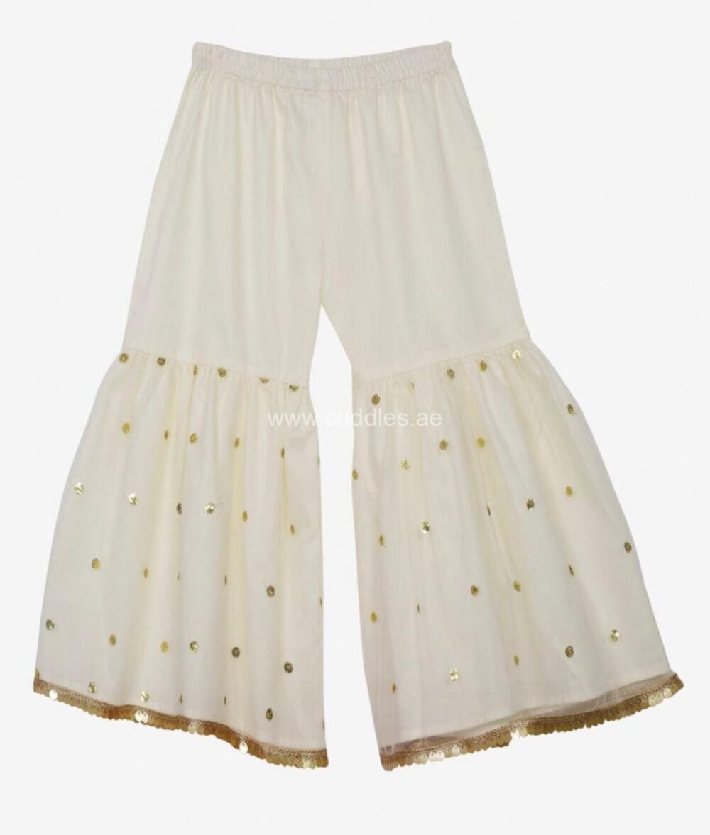 Black and off white Heavy sequined Kurti Sharara set - Image 3
