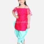Pretty Pink and blue Kurti with Dhoti set