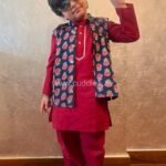Red and black Kurta Pajama and Jacket set