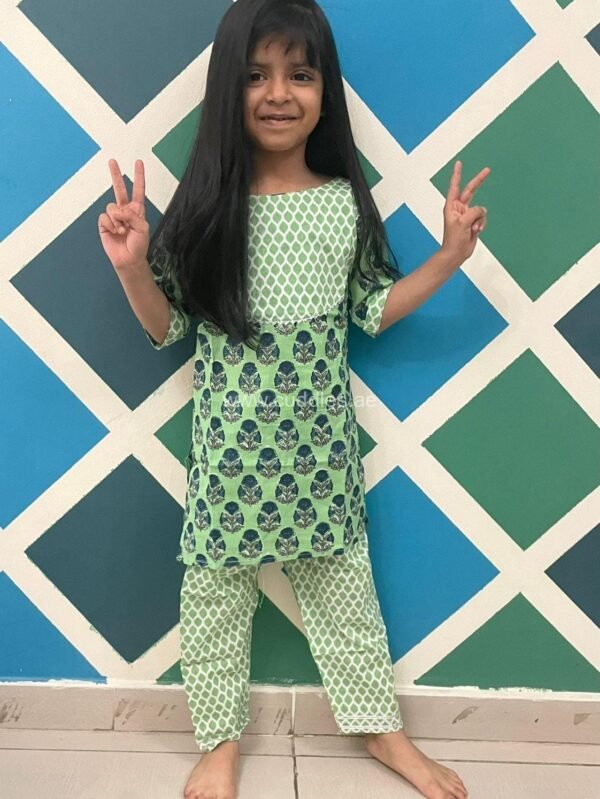 Mint green Kurti Pants set - Image 2