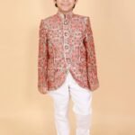 Boys full sleeves heavy Rich Embroidered Sherwani set