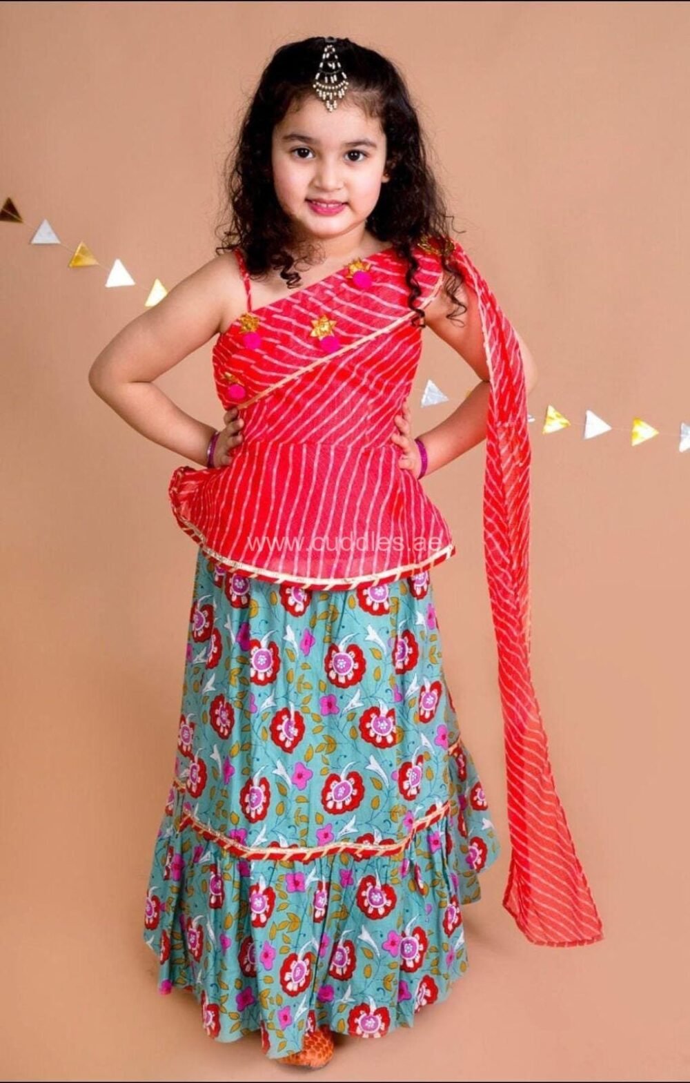 Kota cotton Choli with attached Dupatta and Lehenga set