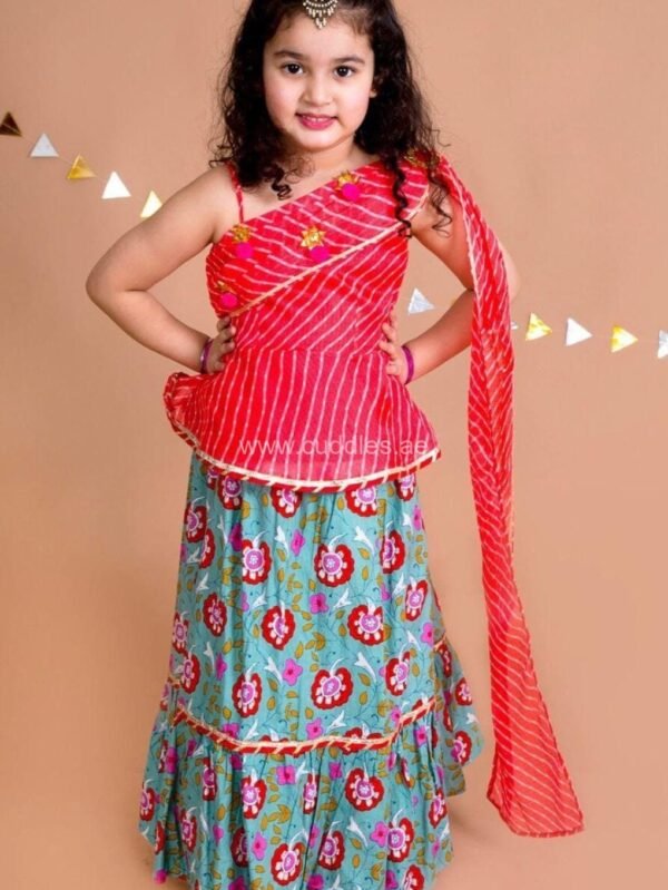 Kota cotton Choli with attached Dupatta and Lehenga set