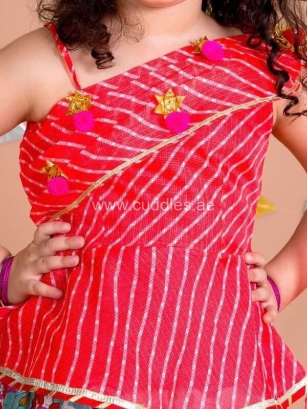 Kota cotton Choli with attached Dupatta and Lehenga set - Image 3