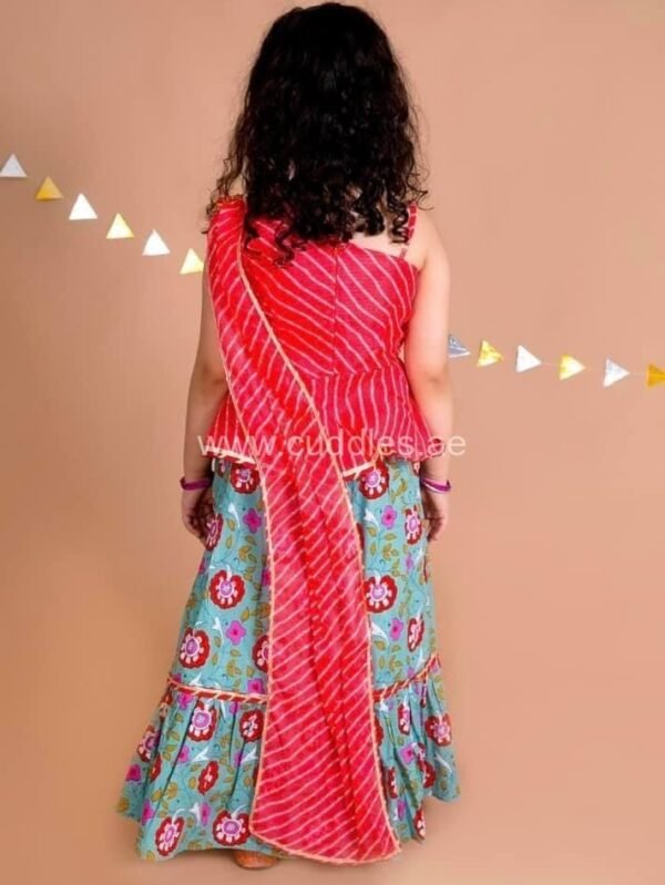 Kota cotton Choli with attached Dupatta and Lehenga set - Image 2